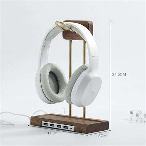 Handmade Wooden Headphone Stand with USB Hub | Gadgetsin