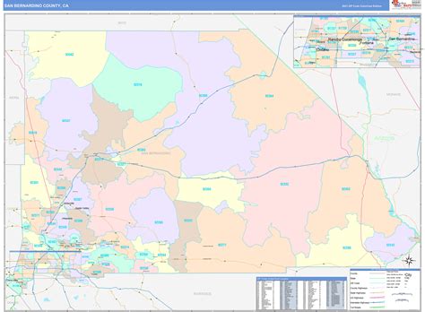 San Bernardino County, CA Wall Map Color Cast Style by MarketMAPS