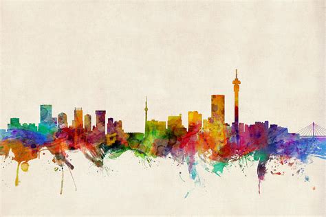 Johannesburg South Africa Skyline Digital Art by Michael Tompsett - Pixels