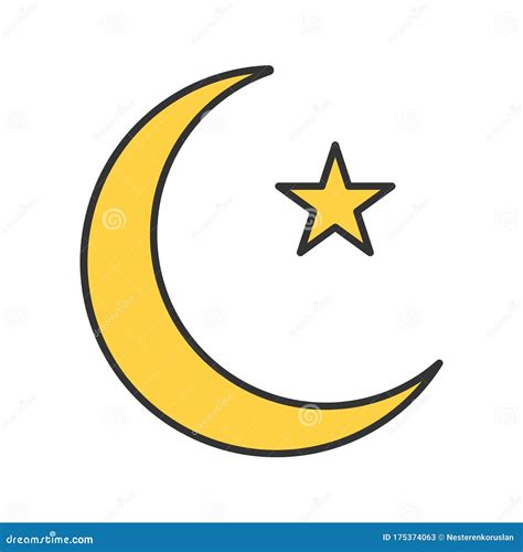 Star and Crescent Moon Color Icon Stock Vector - Illustration of ...