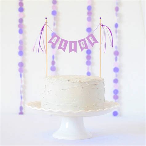 Purple Birthday Cake Topper Purple Party Decor Purple Name Banner ...