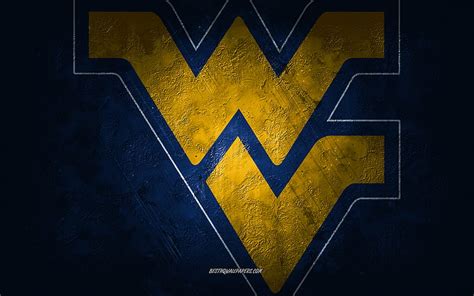 West Virginia Mountaineers, American football team, blue background ...