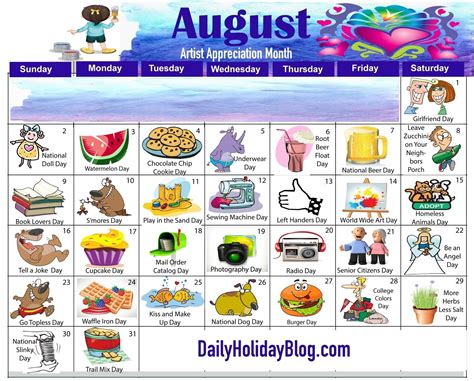 August Calendar Theme Ideas