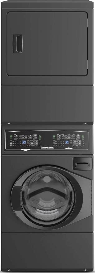 Speed Queen® SF7 3.5 Washer, 7.0 Cu. Ft Electric Dryer Matte Black Stack Laundry | M & H Appliance