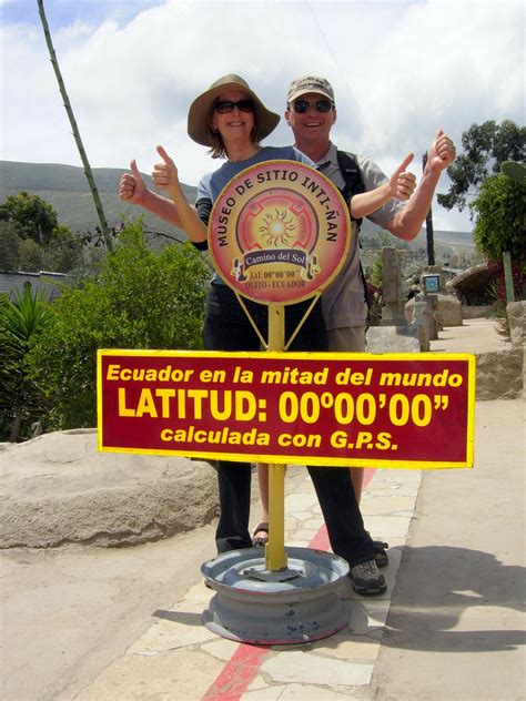 At the equator line in Pichincha, Ecuador - Where are Sue & Mike?