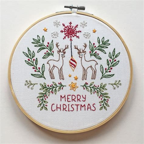 Christmas Embroidery Kit Merry Christmas Hand Embroidery | Etsy