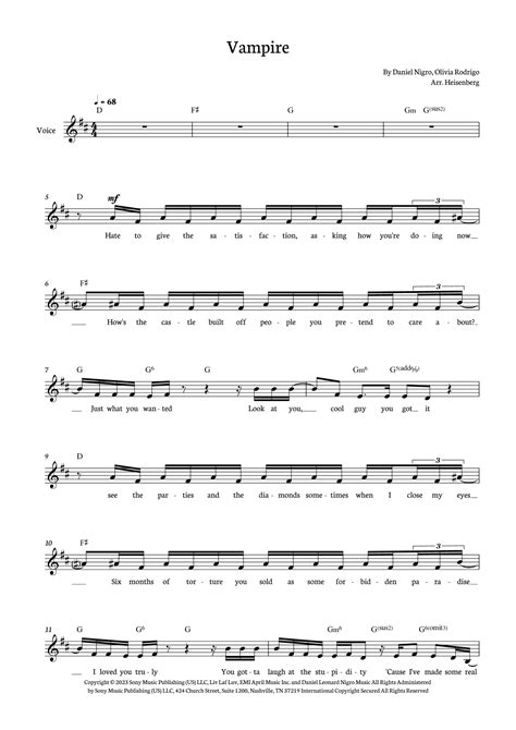 Vampire (arr. Heisenberg) by Olivia Rodrigo Sheet Music for Guitar ...