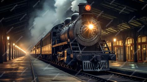 Premium AI Image | An old fashioned train station with a locomotive