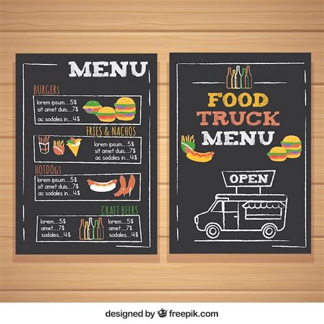 Free Vector | Food truck menu with burgers and hot dogs