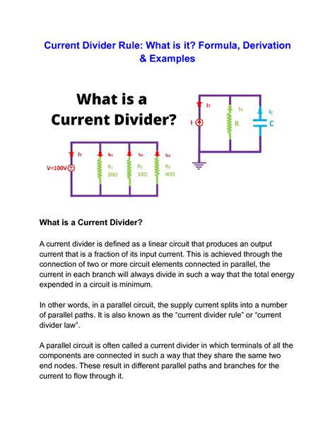 SOLUTION: Current divider rule what is it formula derivation examples ...