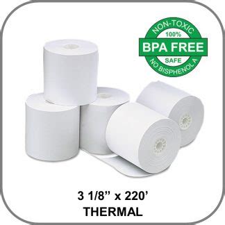 3 1/8″ x 220′ BPA-Free Thermal Receipt Paper Rolls