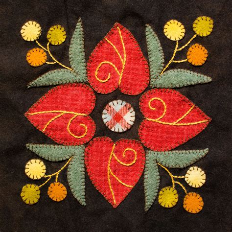 Block 15 & Block 16 | Crewel embroidery kits, Wool felt projects, Wool applique quilts