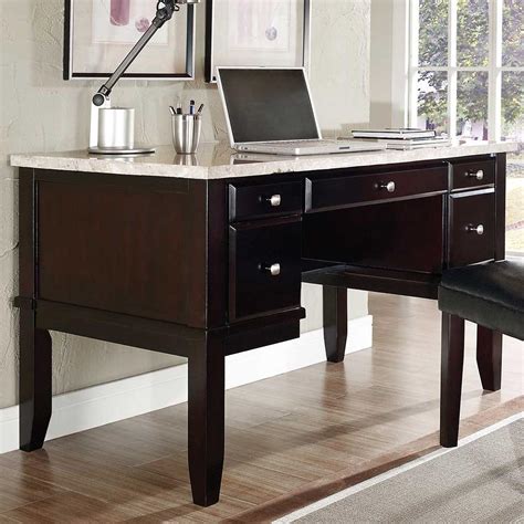 Steve Silver Monarch MC150D White Marble Top Writing Desk | Northeast Factory Direct | Double ...