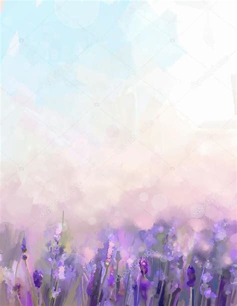 Oil painting lavender flowers in the meadows. Stock Photo by ©Nongkran ...