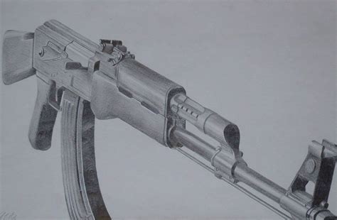 AK47 Drawing by JohnFensworth.deviantart.com on @deviantART | Intro to art, Drawings, 3d tattoo