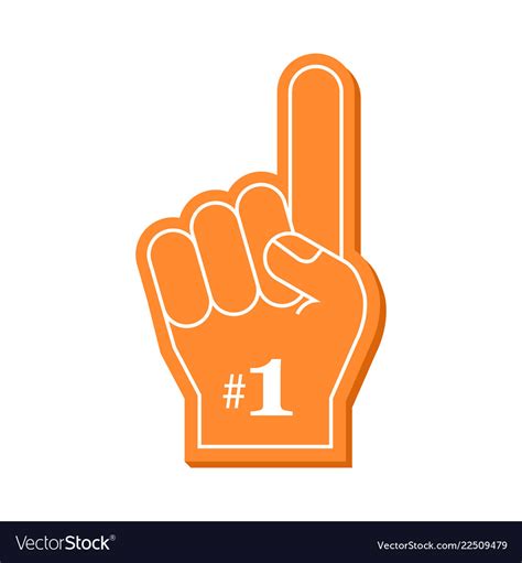 Number 1 fan orange foam finger Royalty Free Vector Image