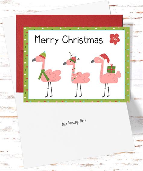 Three Flamingo Christmas Card, Christmas Greeting Card, Flamingo ...