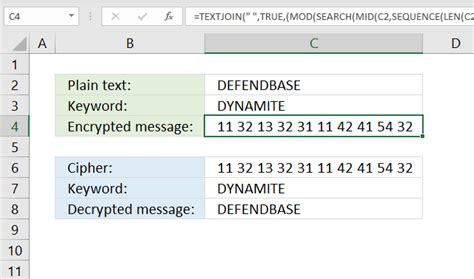 Working with classic ciphers in Excel