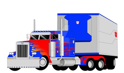 OPTIMUS PRIME Truck Mode with Trailer by ERIC-ARTS-inc on DeviantArt