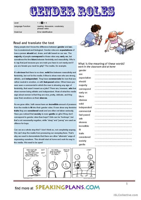 Gender Roles: English ESL worksheets pdf & doc