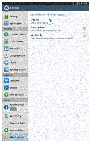 Samsung Galaxy Tab 3 - Update software