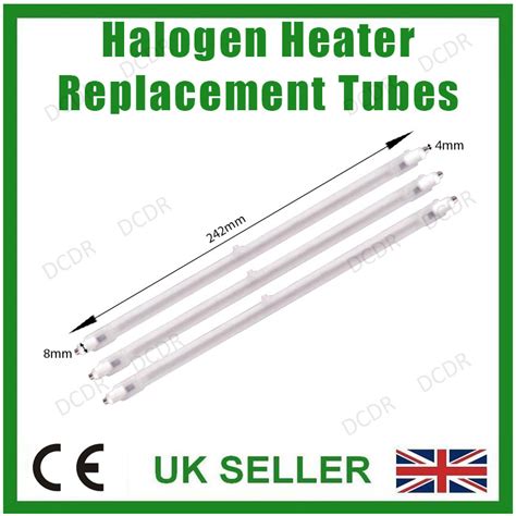 2x 400W Halogen Heater Replacement Tubes 242mm Fire Bar Heater Lamp ...