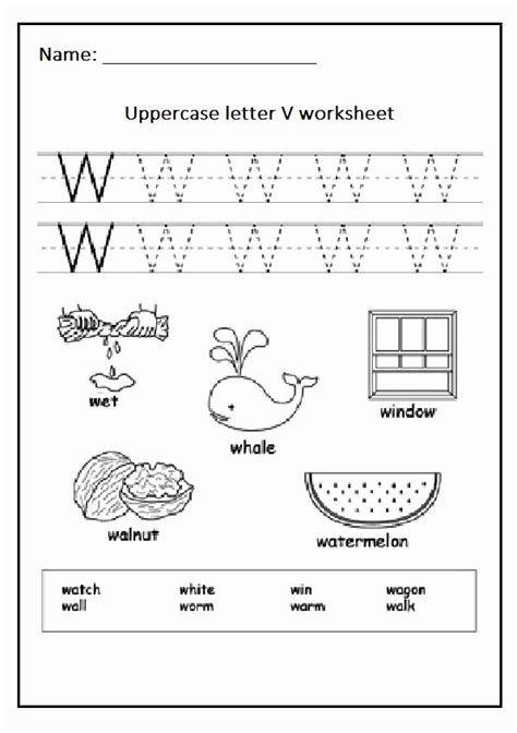 Letter W Worksheet Kindergarten