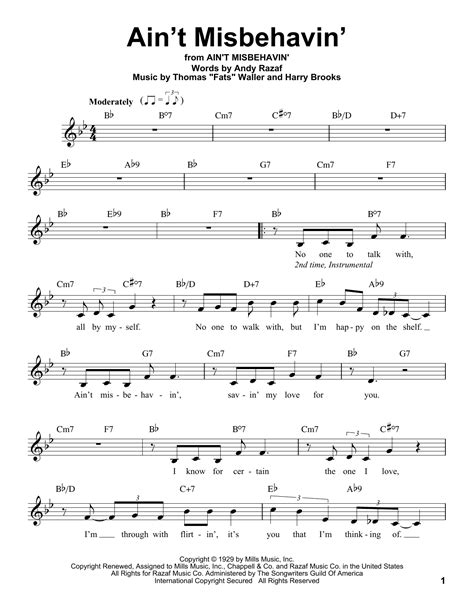 Ain't Misbehavin' by Thomas "Fats" Waller Sheet Music for Pro Vocal at Sheet Music Direct