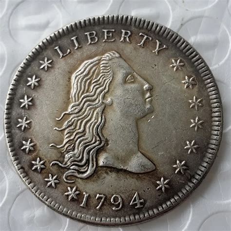 United States Coins 1794 Flowing Hair Brass Silver Plated Dollar Smooth ...