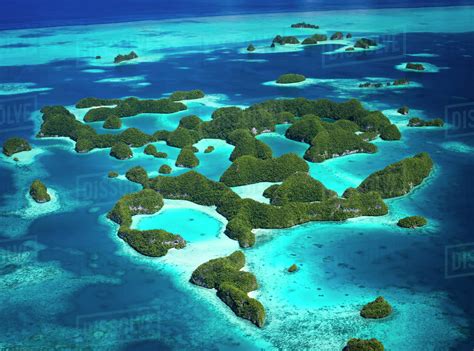 Aerial view of world heritage listed Palau Islands; Micronesia - Stock ...