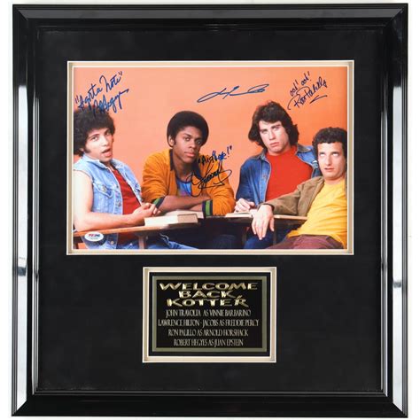 "Welcome Back, Kotter" Custom Framed Photo Signed by (4) with John Travolta, Lawrence Hilton ...