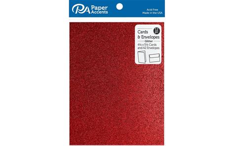 Card & Env 4.25x5.5 12pc Glitter Red | Michaels