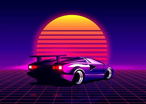 Retro Neon Car Sunset Wallpapers - Wallpaper Cave