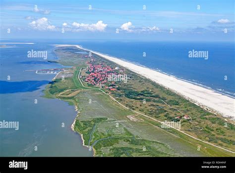 Aerial view, Juist Island, East Frisian Island, East Frisia, Lower ...