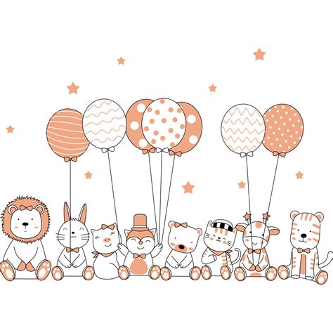 Wall decals acrobatic animals and fantastic balloons – Wall decals BABY WALL DECAL Girls ...