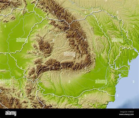 Romania, shaded relief map Stock Photo - Alamy