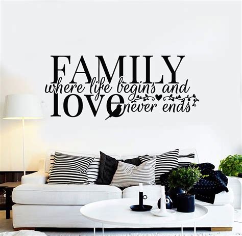 Vinyl Wall Decal Family Quote Words Inspiring Bird Art Home Decor Stic ...