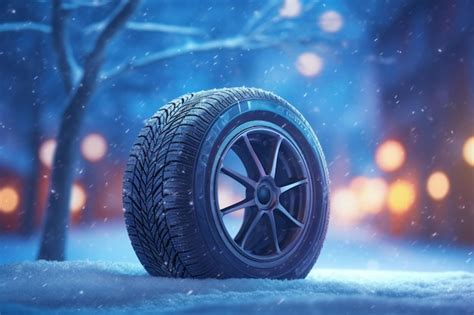 Premium AI Image | Winter wheel tires in the snow as a car safety ...