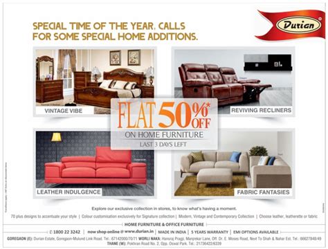 Durian Furniture - Flat 50% Off / Mumbai | SaleRaja