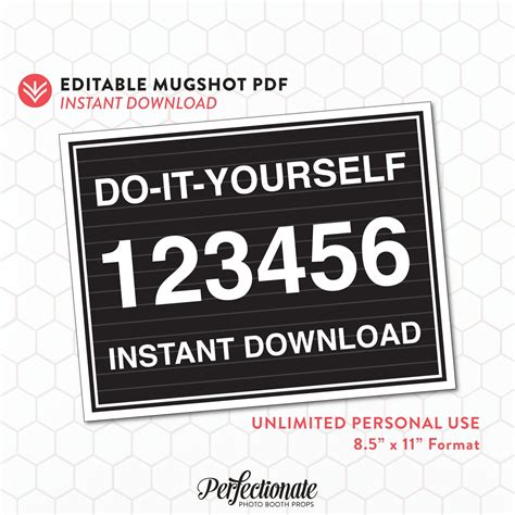 DIY Mugshot Sign Mugshot Template Unlimited Personal Use Instant Download Editable PDF - Etsy ...