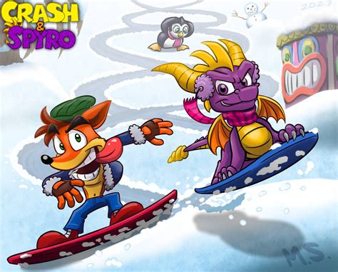 Crash and Spyro: January by MagzieArt on DeviantArt