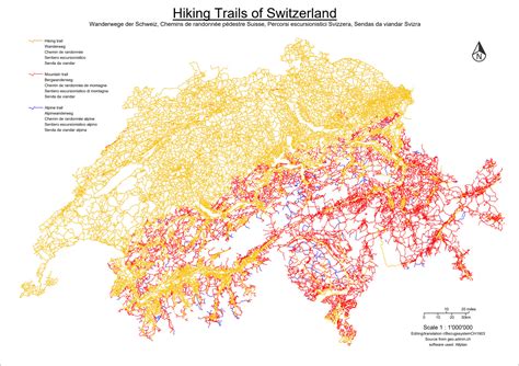 Hiking Trail Map of Switzerland by... - Maps on the Web