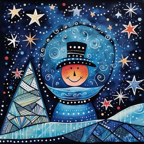 Christmas Snowman Whimsical Art Free Stock Photo - Public Domain Pictures