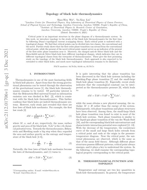 (PDF) Topology of black hole thermodynamics