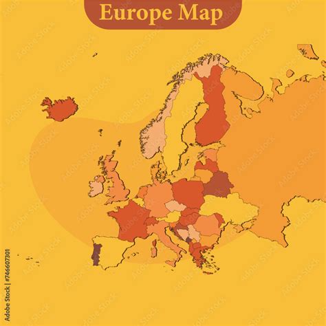 National map of Europe map vector with regions and cities lines and ...