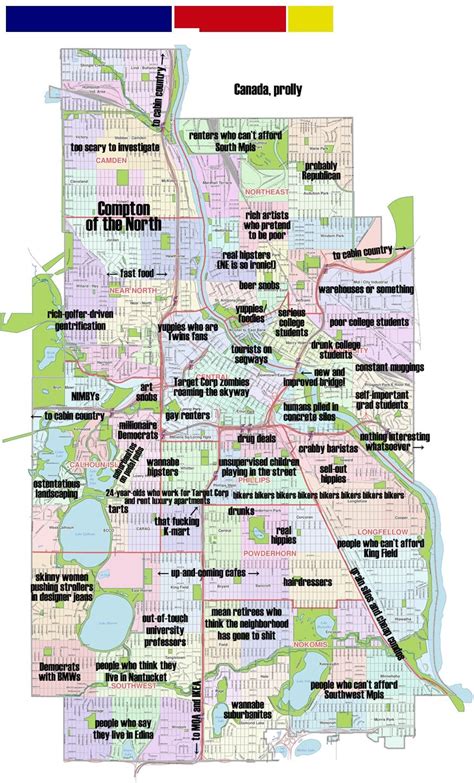 JUDGMENTAL MAPS | Minneapolis map, The neighbourhood, Minneapolis