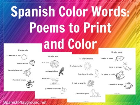 Spanish Color Words: Rhymes to Print and Color - Spanish Playground