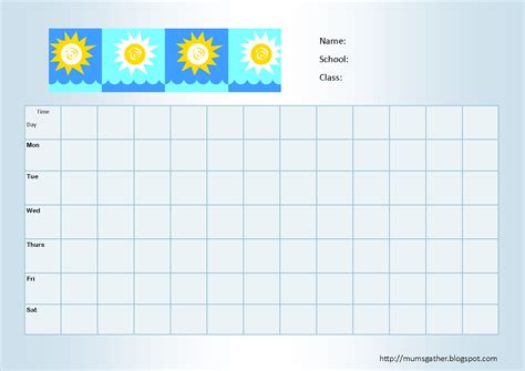 Free Printable Blank Timetable For School Children ~ Parenting Times