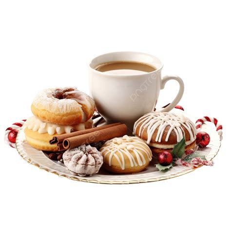 Coffee Time With Christmas Decorated Sweets Served On Wooden Table, Christmas Coffee, Christmas ...