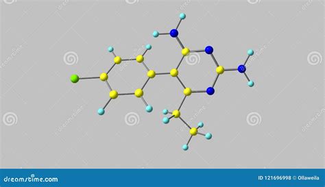 Pyrimethamine Molecular Structure Isolated on Grey Stock Illustration - Illustration of ...